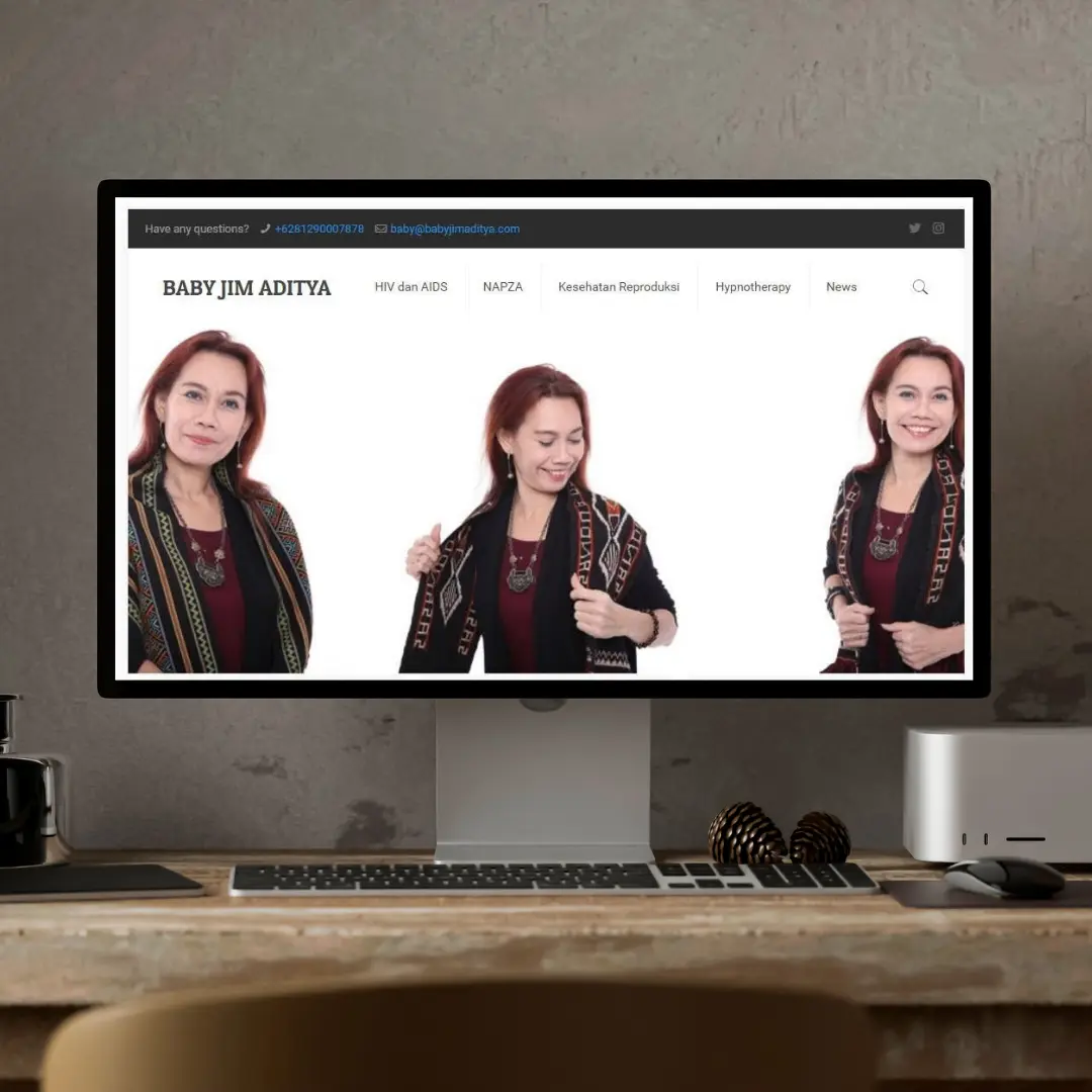 Tampilan website babyjimaditya.com dalam mockup layar desktop